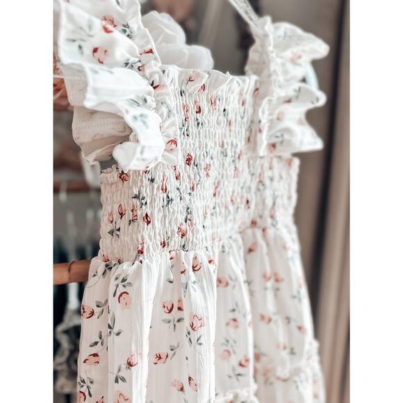 Where Roses Bloom Smocked Cottagecore Floral Twirl Dress 4/5 - Picture 5 of 5